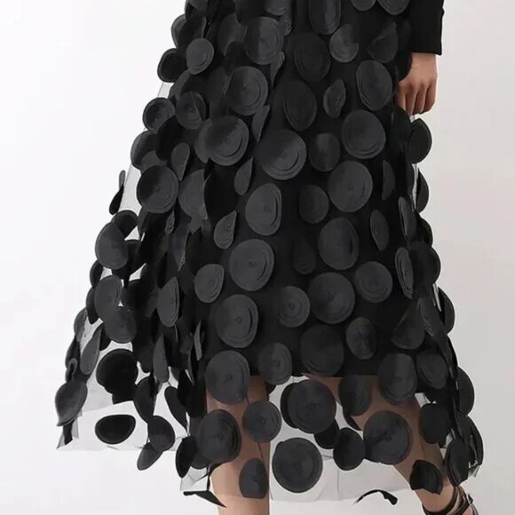 Polka Dot Applique High Waisted Skirt - Picture 5 of 5